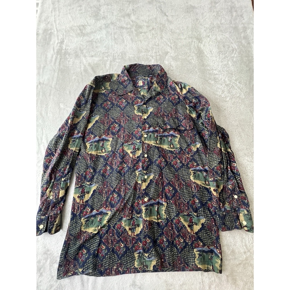 Salty Dog Mens Shirt XL Blue Golf Print Imperial Poplin Long Sleeve Button Up